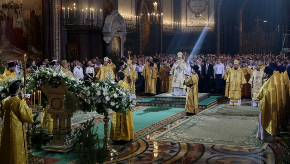 Božićna liturgija u Hramu Hrista Spasitelja u Moskvi