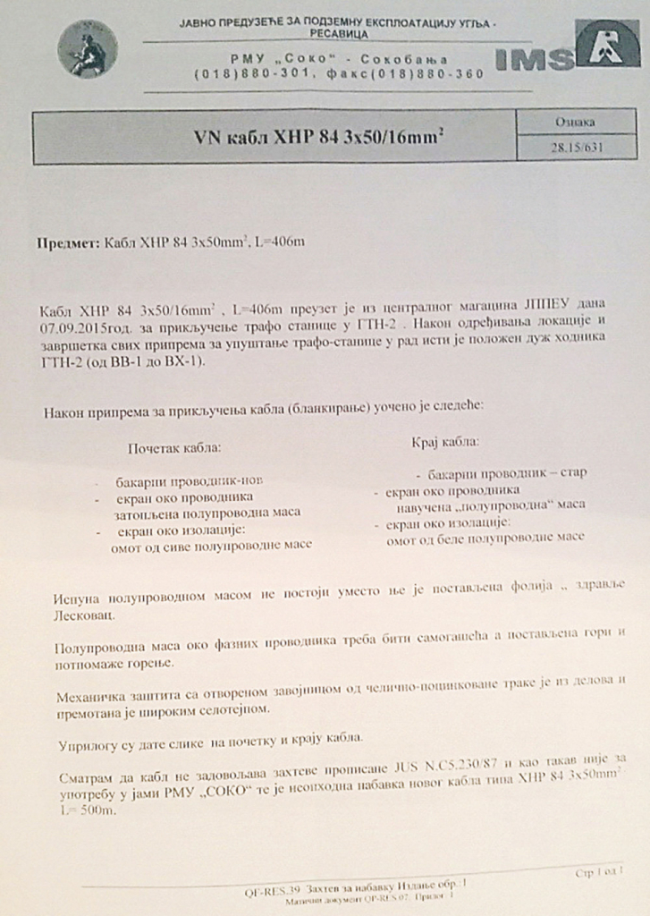 Izveštaj o falš kablovima