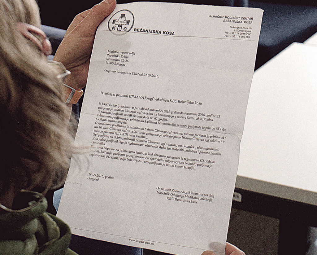 Izveštaj KBC „Bežanijska kosa“ od 28. septembra