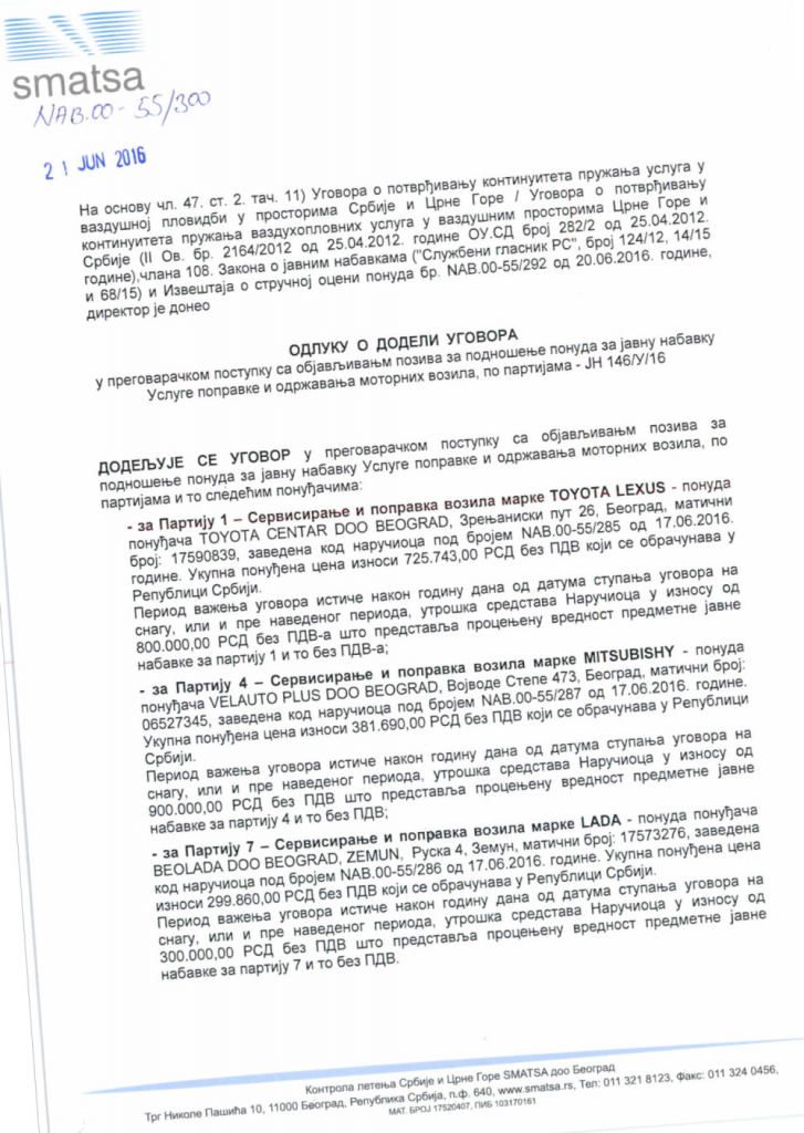 Mnogo košta: Ugovor SMATSA o održavanju direktorovog auta
