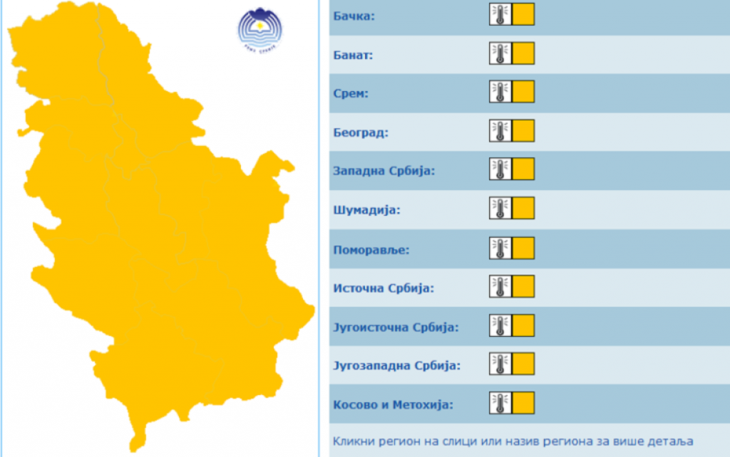 RHMZ upozorava na ekstremno visoke temperature