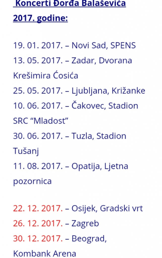 Koncerti Đorđa Balaševića u 2017.