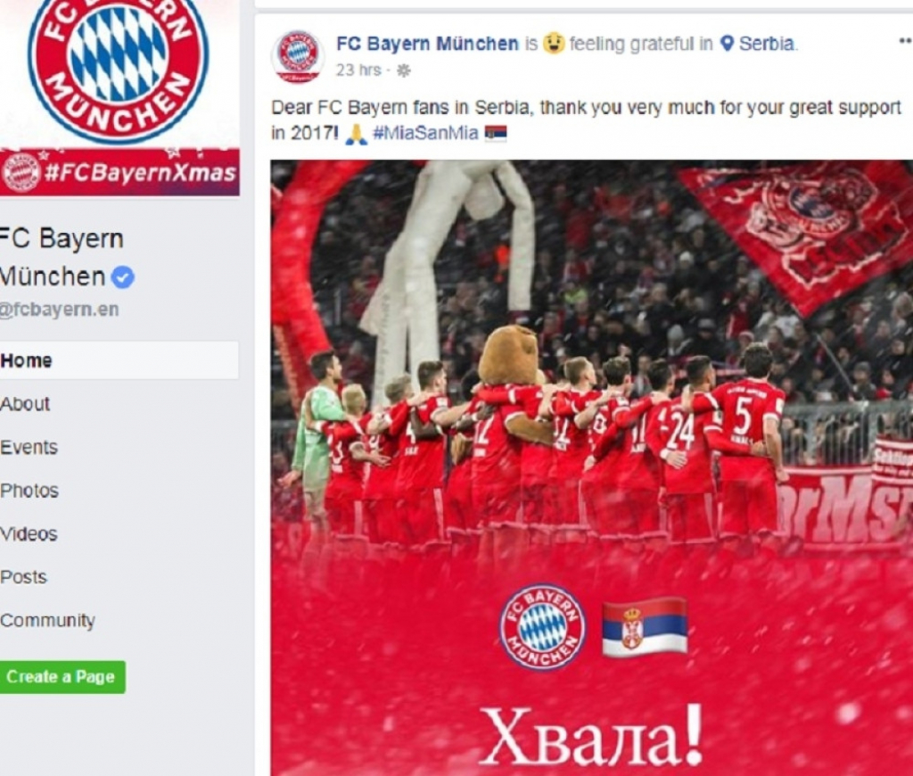 Bajern zahvalio srpskim navijačima