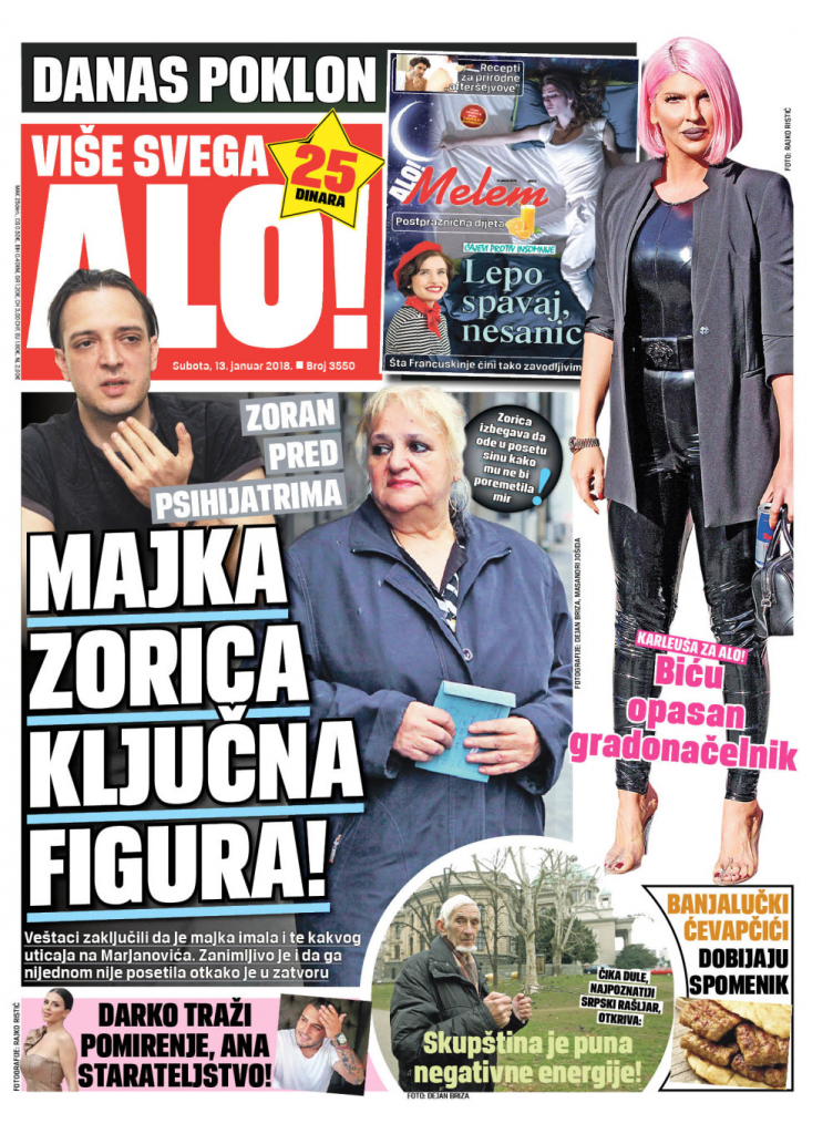Naslovna za 13. januar 2018.
