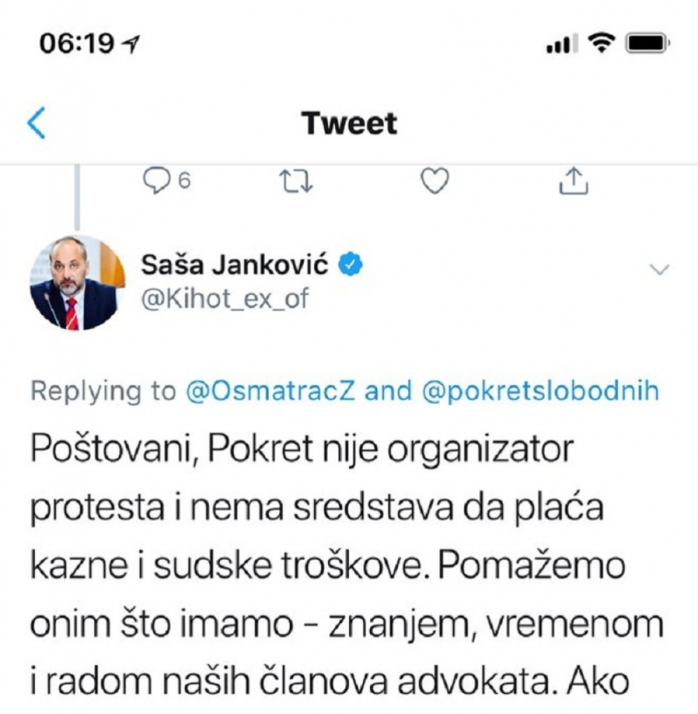 Tvit Saše Jankovića