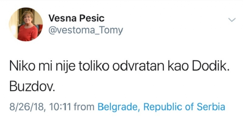 Sraman tvit Vesne Pešić