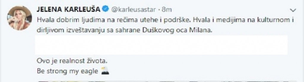 Tvit Jelene Karleuše
