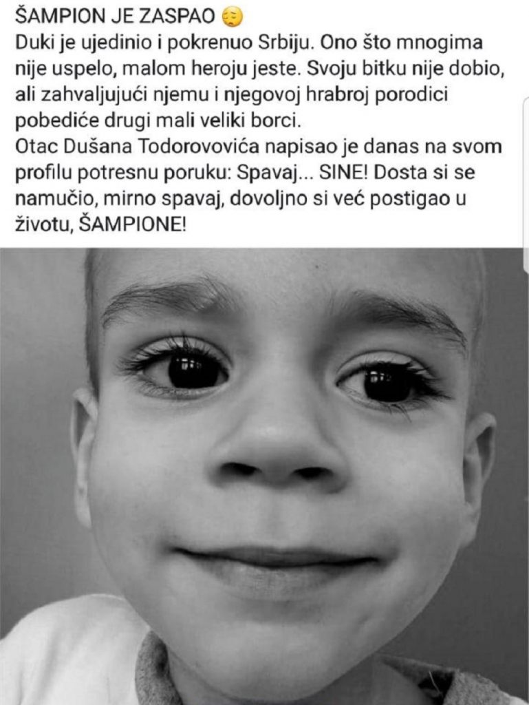 Otac malog Dušana objavio tužne vesti