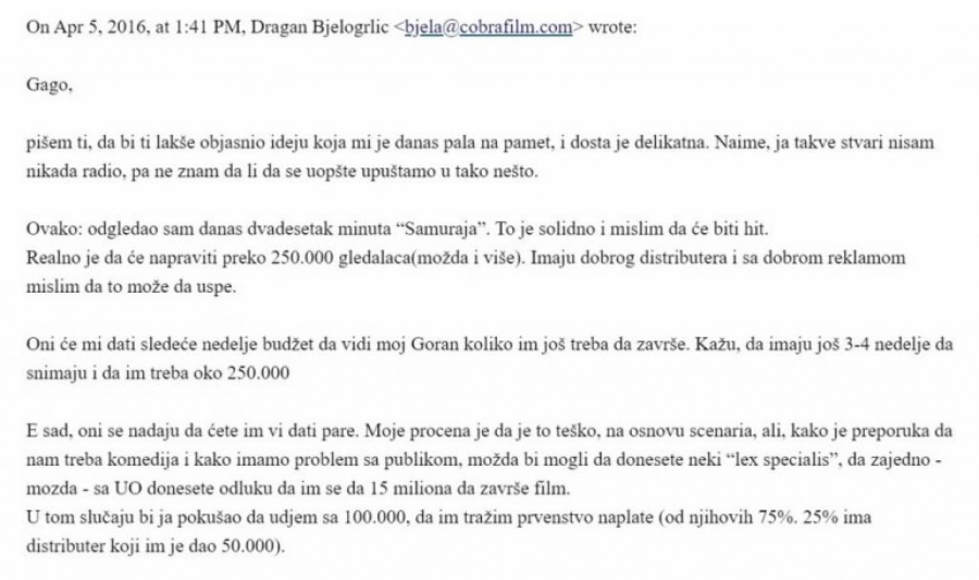 BJELOGRLIĆ JE LAŽOV I KORUPCIONAŠ Evo kako je slavni glumac nudio mito Gagi Antonijeviću, mejl sve dokazuje! (FOTO)