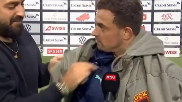 SKANDAL Šaćiri posle meča u jakni sa znakom OVK (VIDEO)