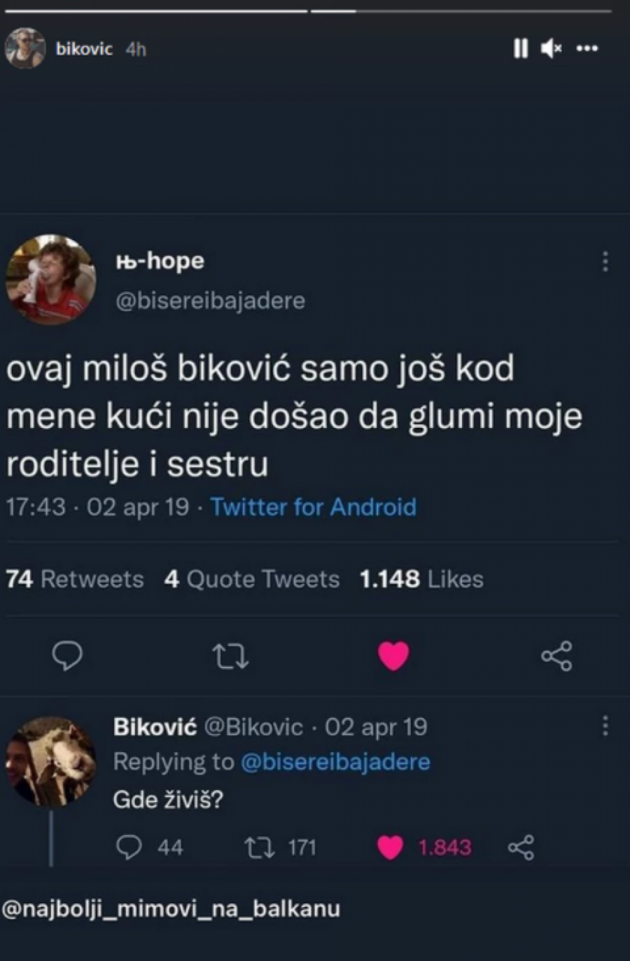 SAMO JOŠ KOD MENE NIJE DOŠAO DA GLUMI! Miloša Bikovića žestoko isprozivali na Tviteru, a njegov odgovorio usijao je društvene mreže!