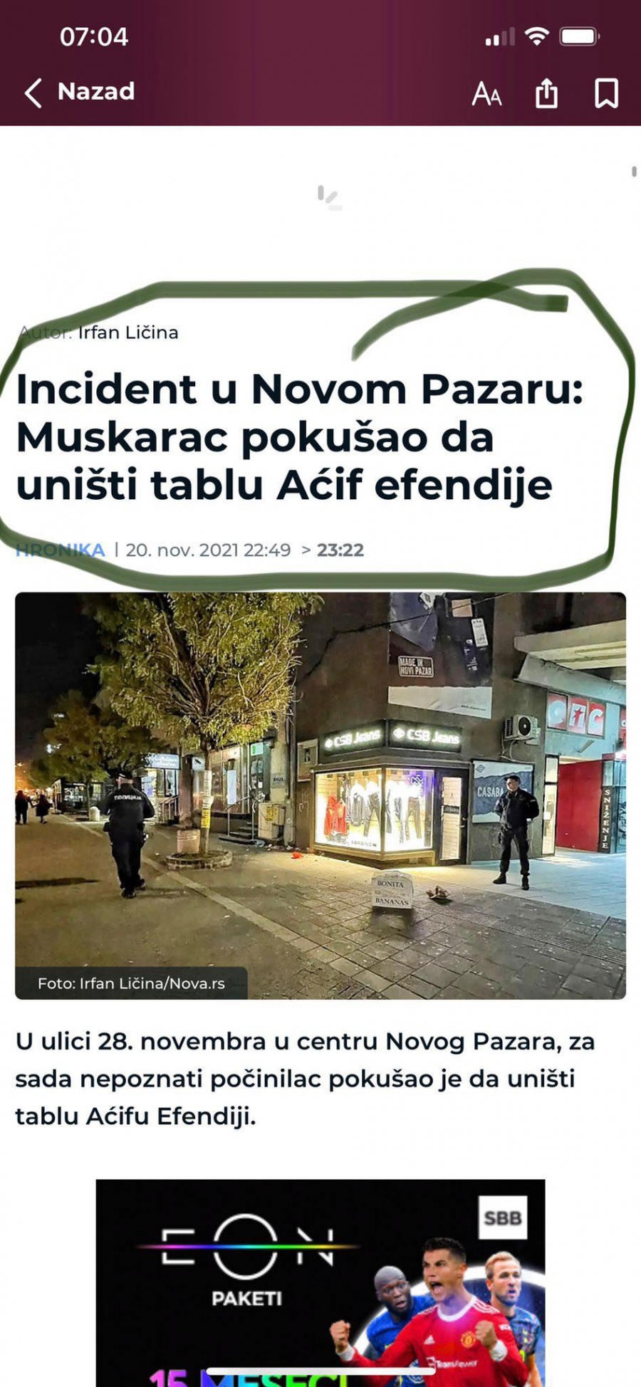 NOVA S I DUPLI ARŠINI Ratko Mladić - zločinac, Aćif Efendija - incident