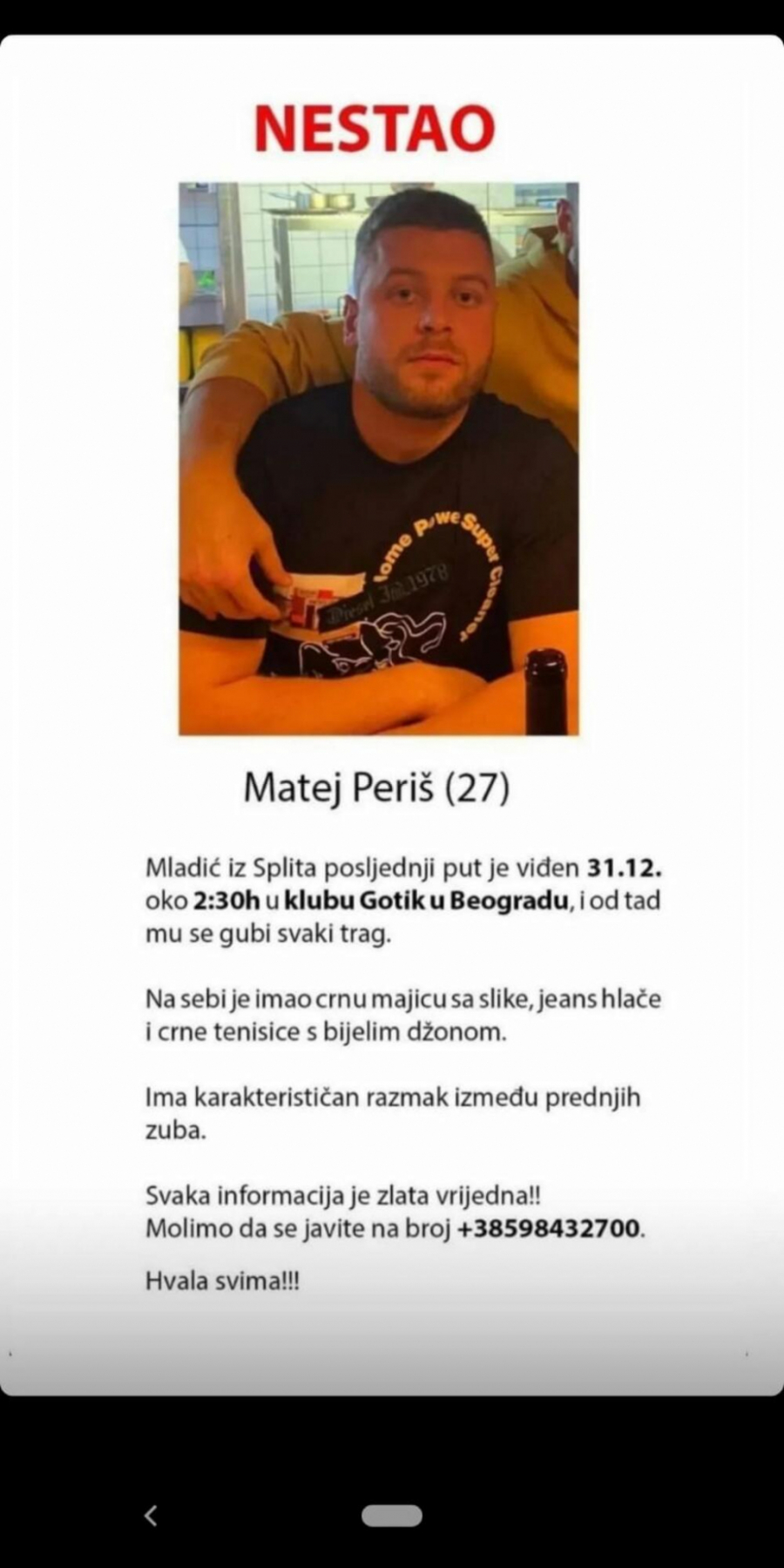 NOVI DETALJI Mladić iz Splita nestao u Beogradu