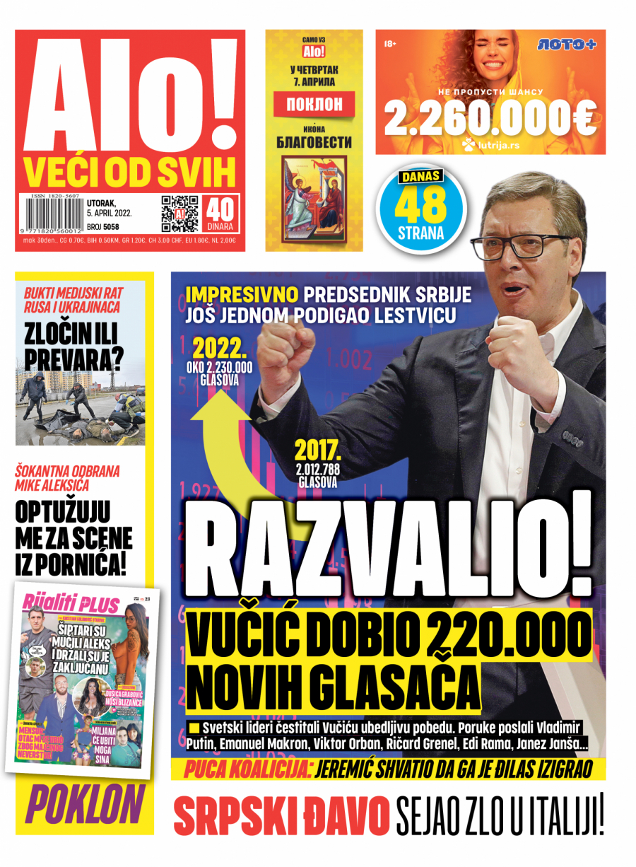 PREDSEDNIK SRBIJE JOŠ JEDNOM PODIGAO LESTVICU Vučić dobio 220.000 novih glasača