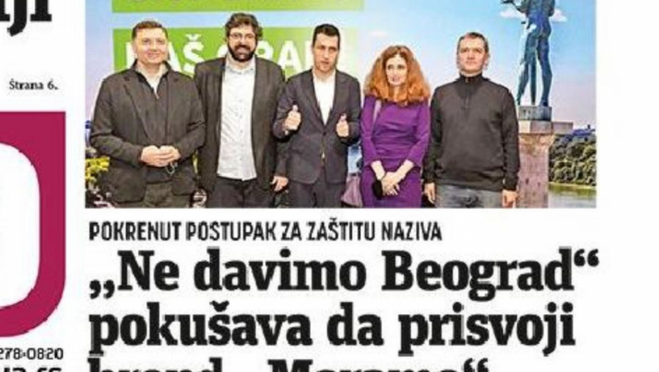 POKLALI SE LAŽNI EKOLOZI Pokret "Ne davimo Beograd" otima brend koaliciji "Moramo"
