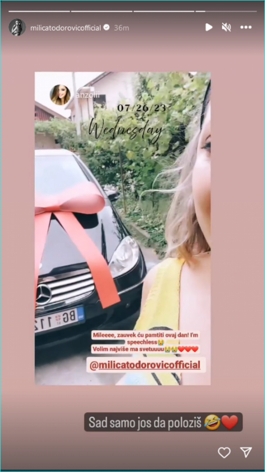 Milica Todorović kupila sestri automobil