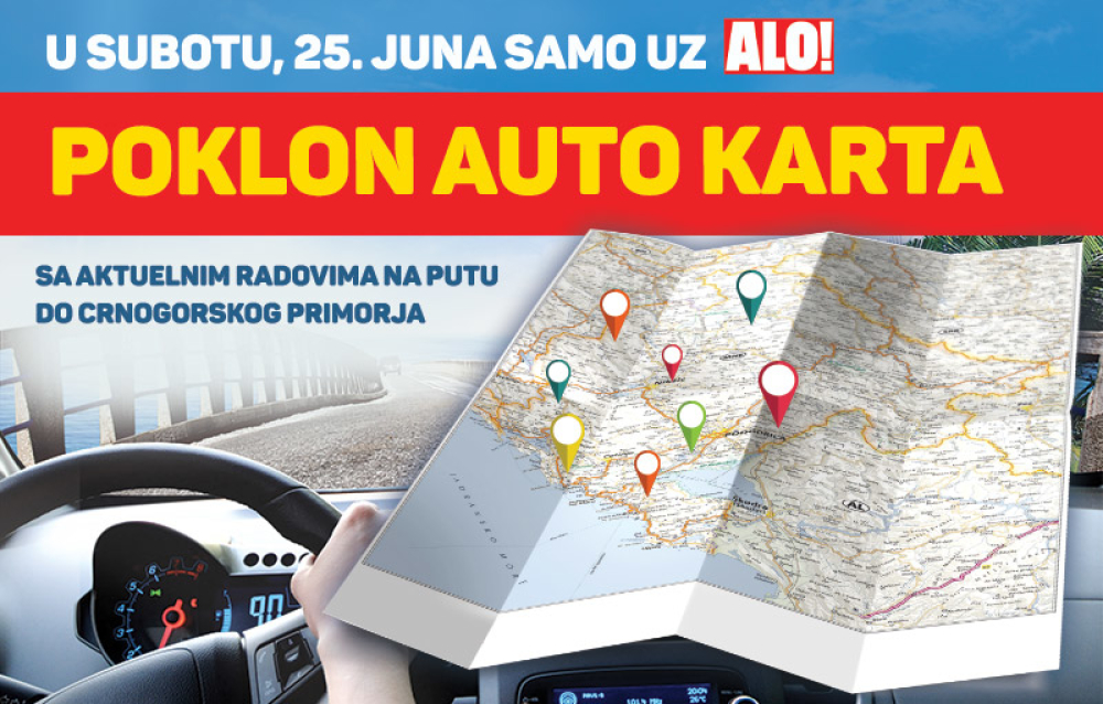 najkraći put auto karta U subotu poklon mapa Srbije i Crne Gore!   alo.rs najkraći put auto karta
