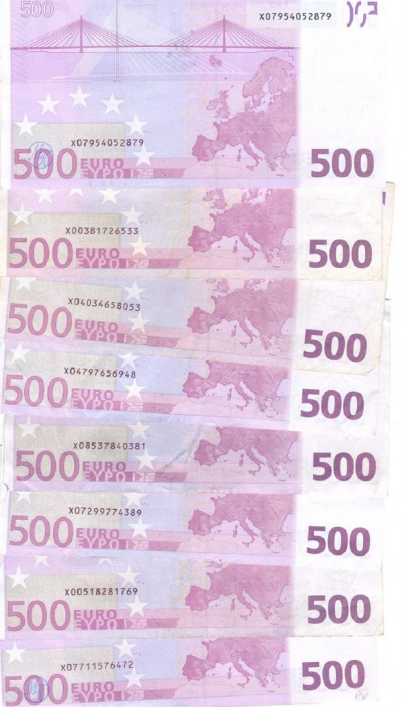 Zaplenjeni evri Evro Novčanice od 500 evra
