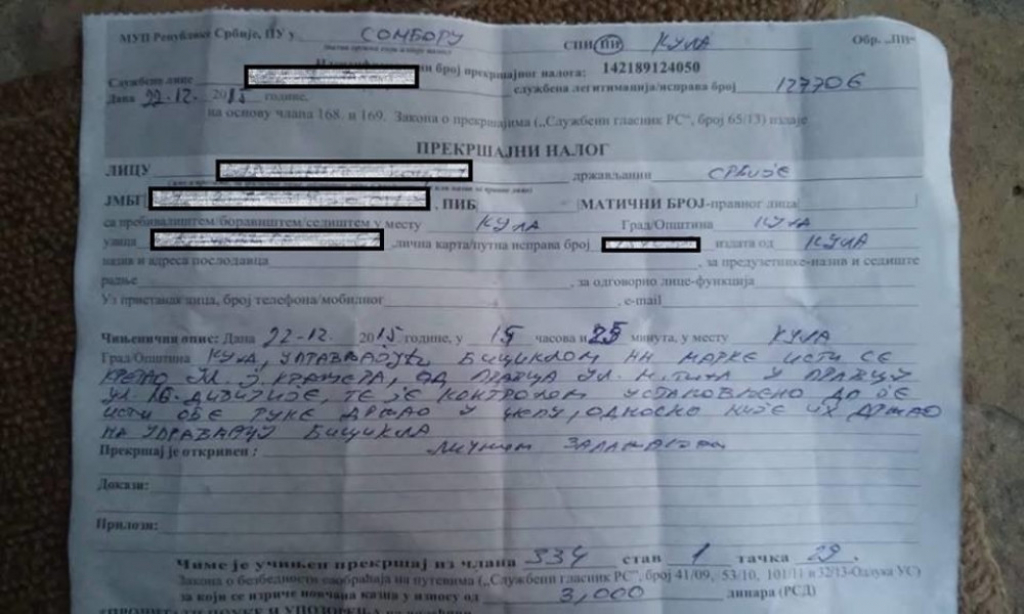 Kazna za vožnju bez ruku