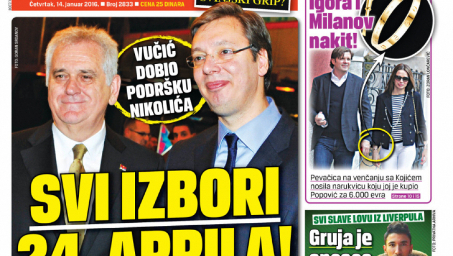 Naslovna strana za 14.01.2016