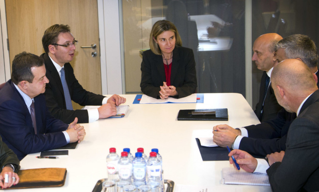 Brisel Ivica Dačić Aleksandar Vučić Isa Mustafa Tači Mogerini