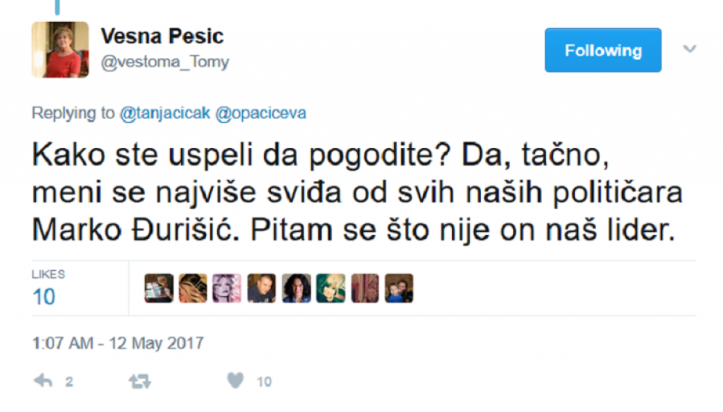 Tvit Vesne Pešić