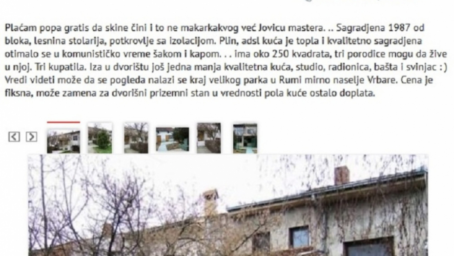 Oglas za prodaju uklete kuće