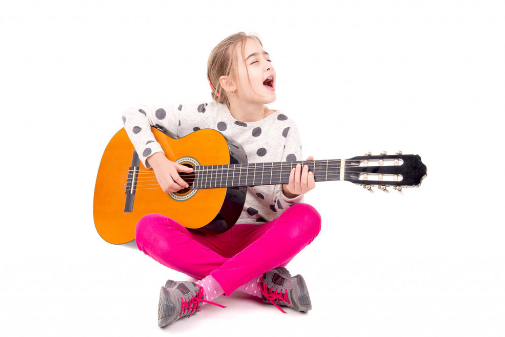 devojčica, gitara, instrument, muzika