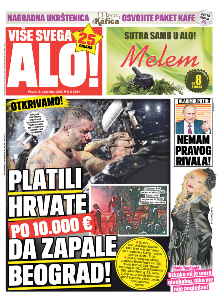 Naslovna za 15. decembar 2017.