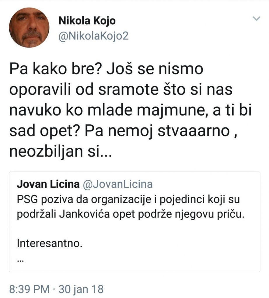 Tvit Nikole Koje