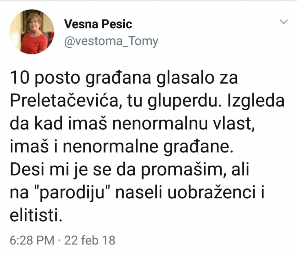 Tvit Vesne Pešić