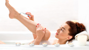 Brijanje, noge, koža, telo, brijač, kada