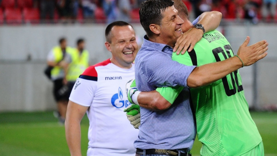 Trener Crvene zvezde Vladan Milojević i golman Borjan