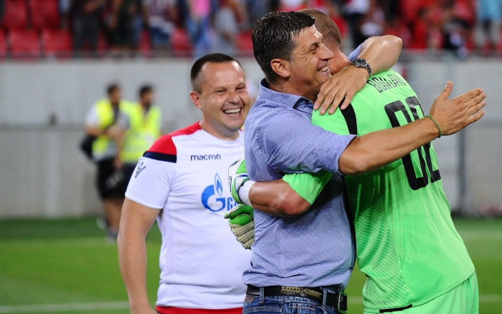 Trener Crvene zvezde Vladan Milojević i golman Borjan