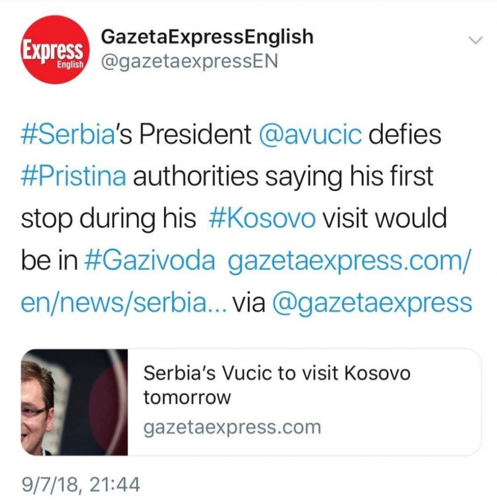 Gazeta ekspres o Vučićevoj poseti Kosovu