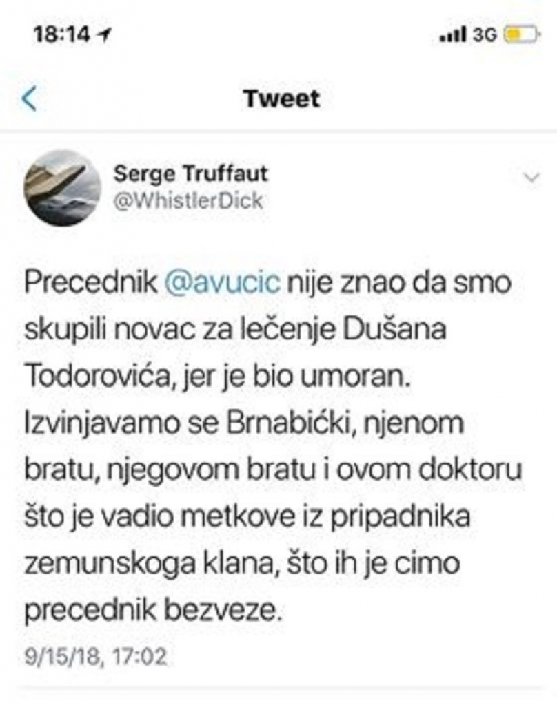 Tvit Sergeja Trifunovića