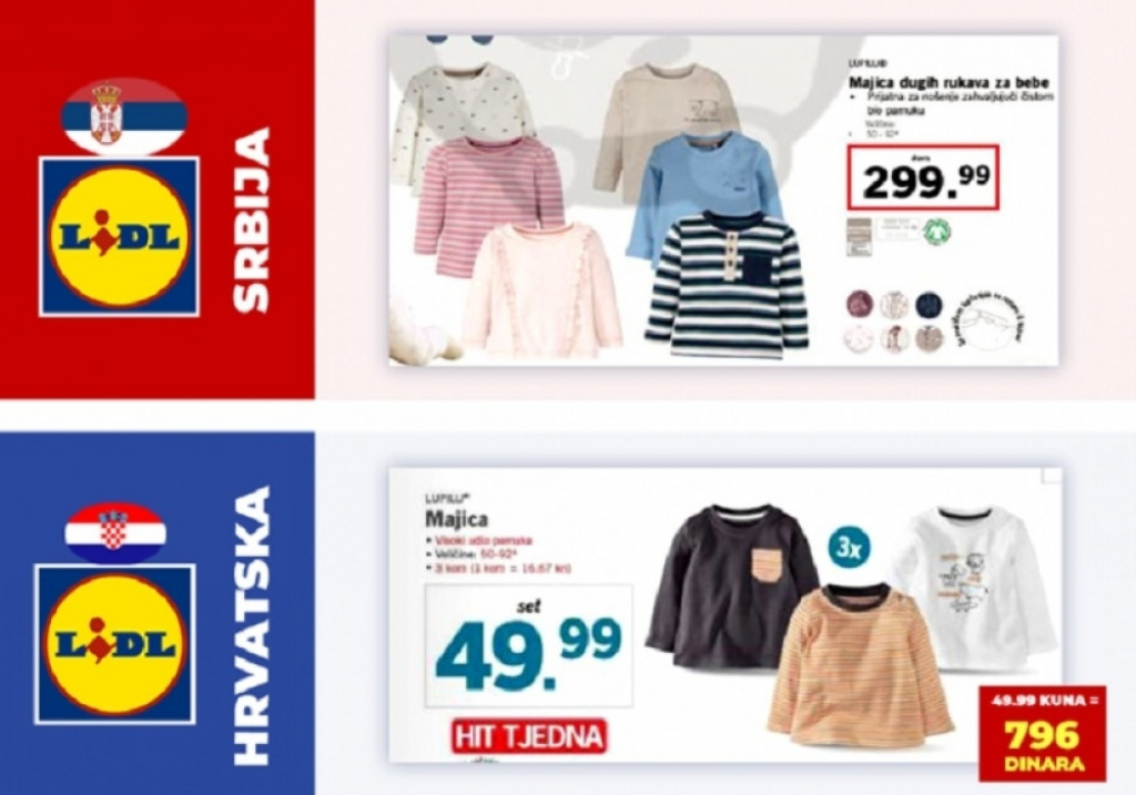 Cene Lidla u Srbiji i Hrvatskoj