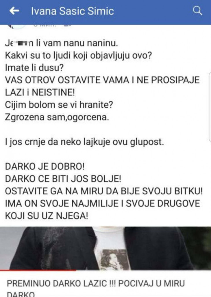 Objava Ivane Šašić