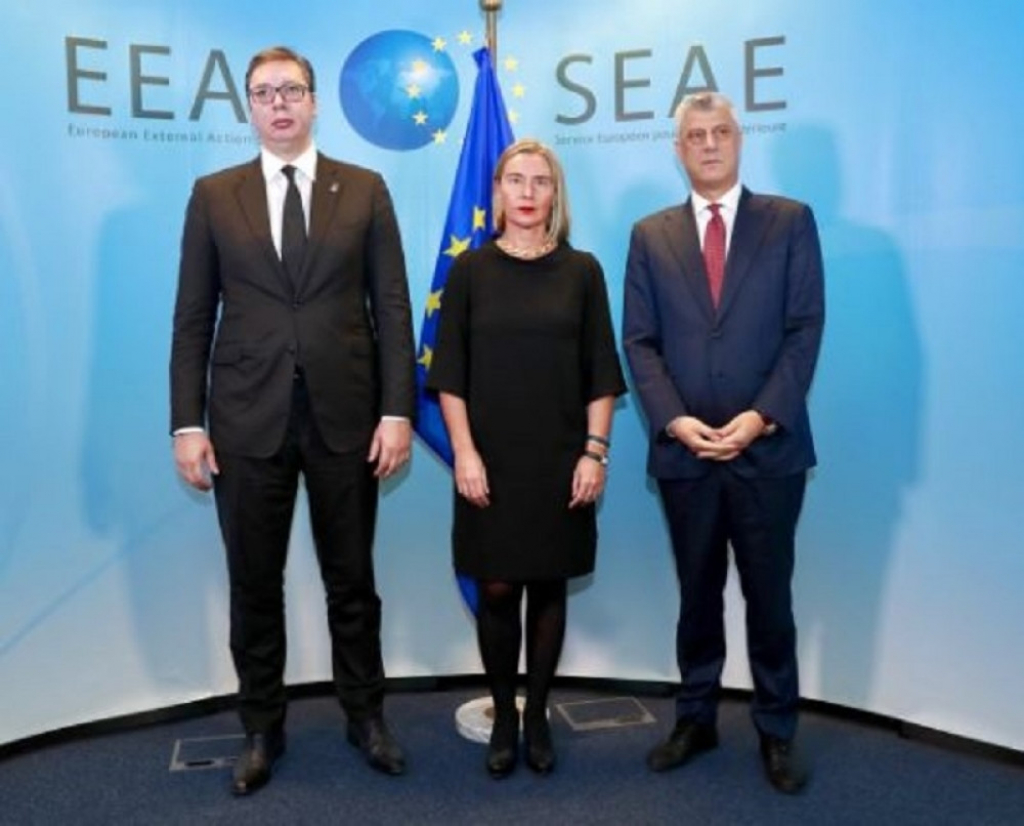 Aleksandar Vučić, Federika Mogerini i Hašim Tači