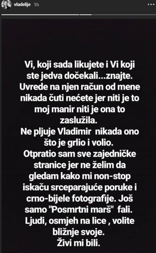 Objava Vladimira Tomovića