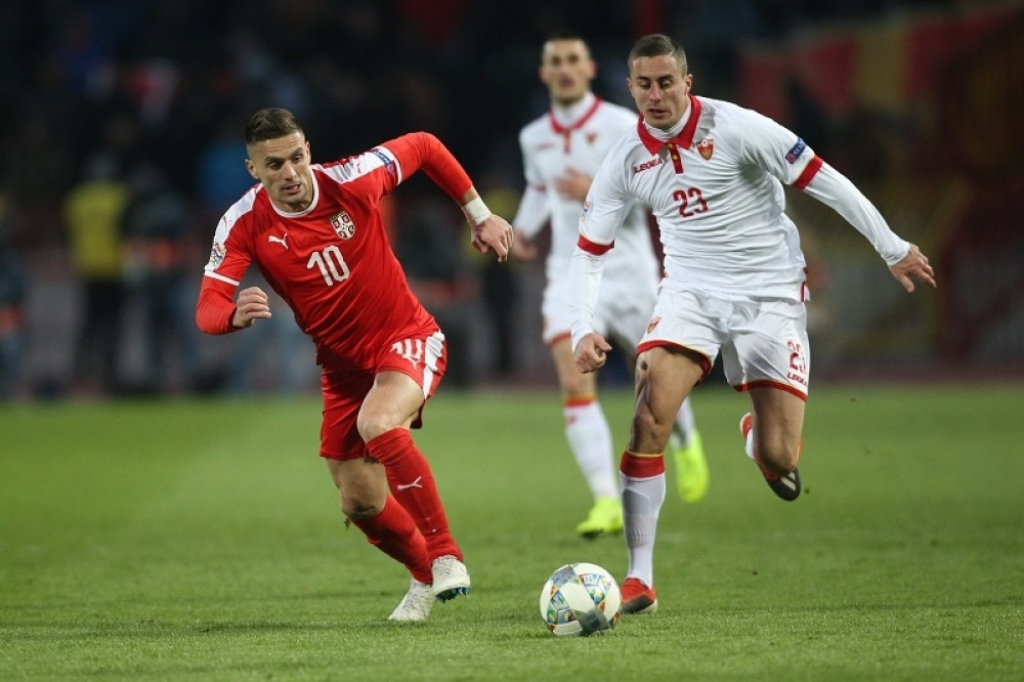 Dušan Tadić na utakmici Srbija - Crna Gora