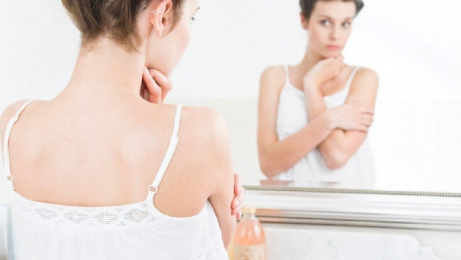 Žena, nega, telo, ogledalo, kupatilo