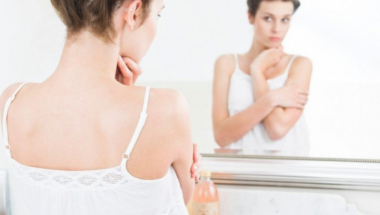 Žena, nega, telo, ogledalo, kupatilo