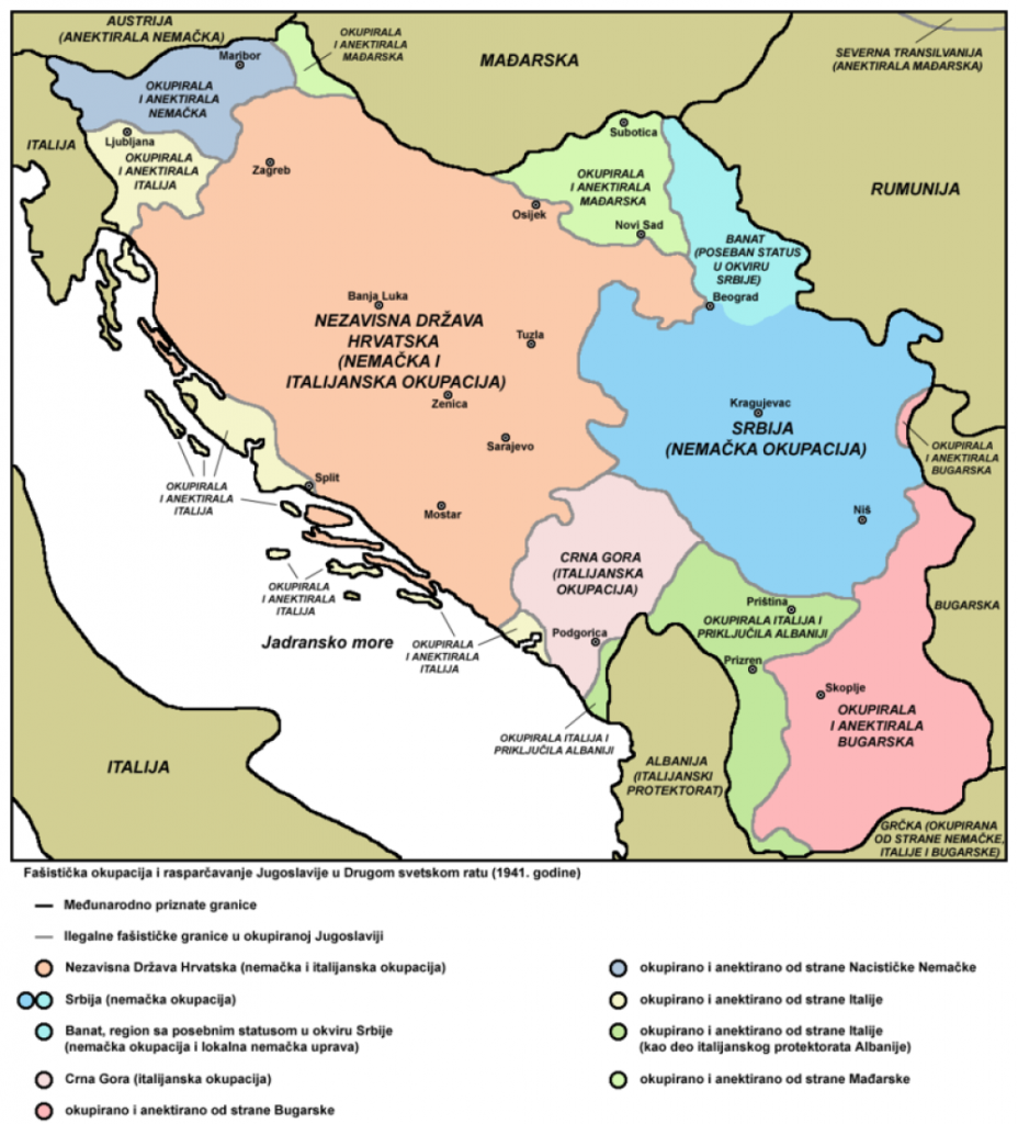 Mapa okupirane Srbije  