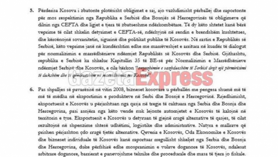 Haradinajevo pismo EU