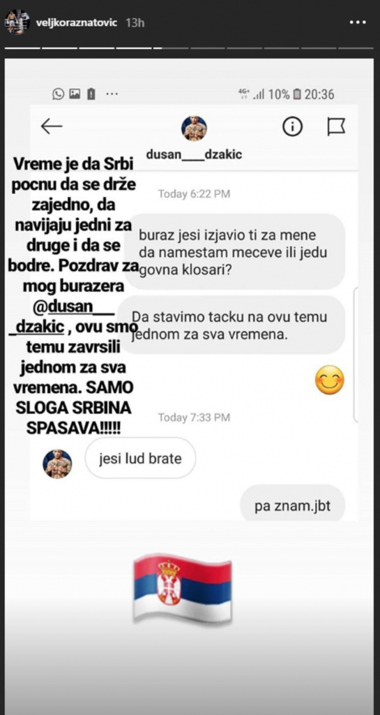Poruka Veljka Ražnatovića na Instagramu