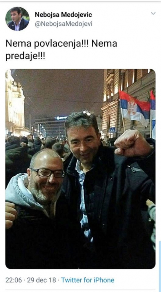 Neboj&scaron;a Medojević do&scaron;ao da podrži proteste