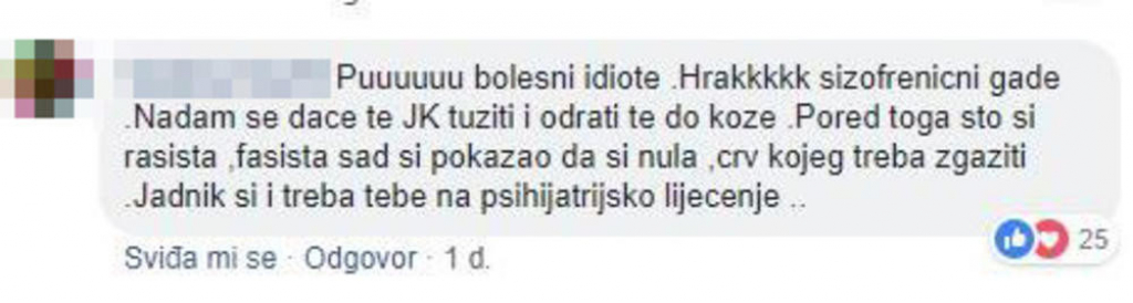 Pretnje i poruke Ognjenu Vranje&scaron;u na Fejsbuku