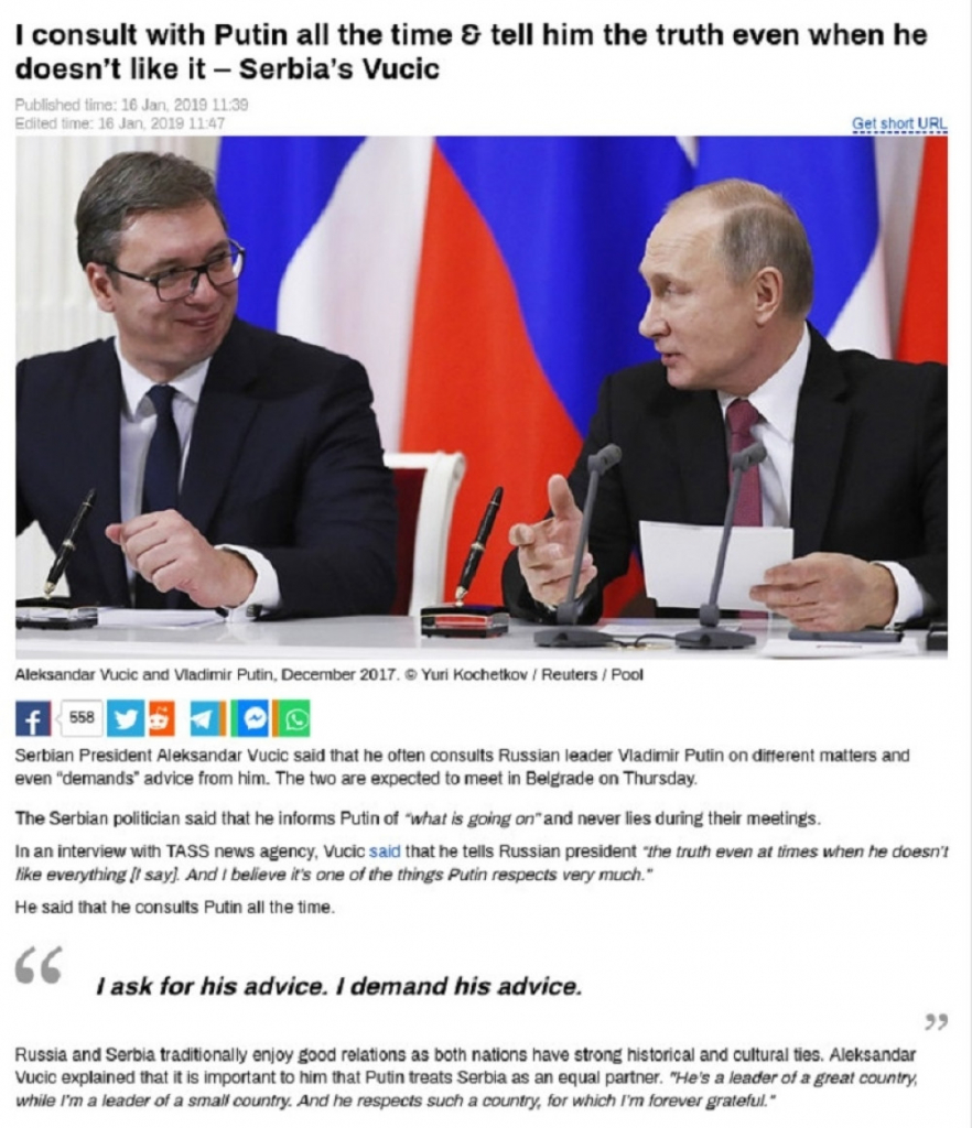 Vučić će ugostiti Putina