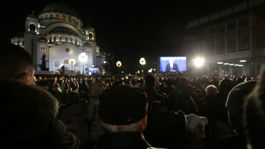 Putin i Vučić ispred Hrama Svetog Save, doček